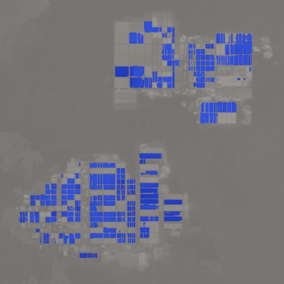 Satellite image with high lithium concentration highlighted in yellow