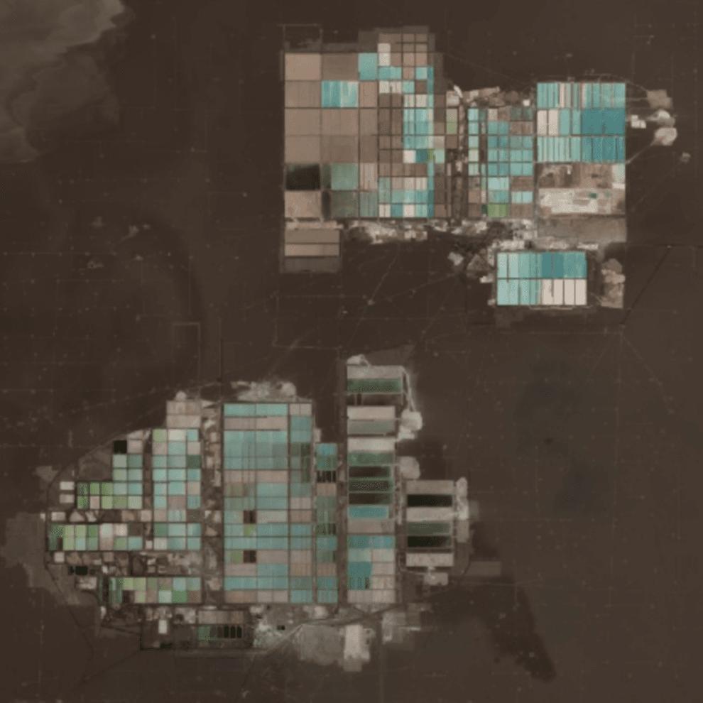 Satellite image of evaporation ponds
